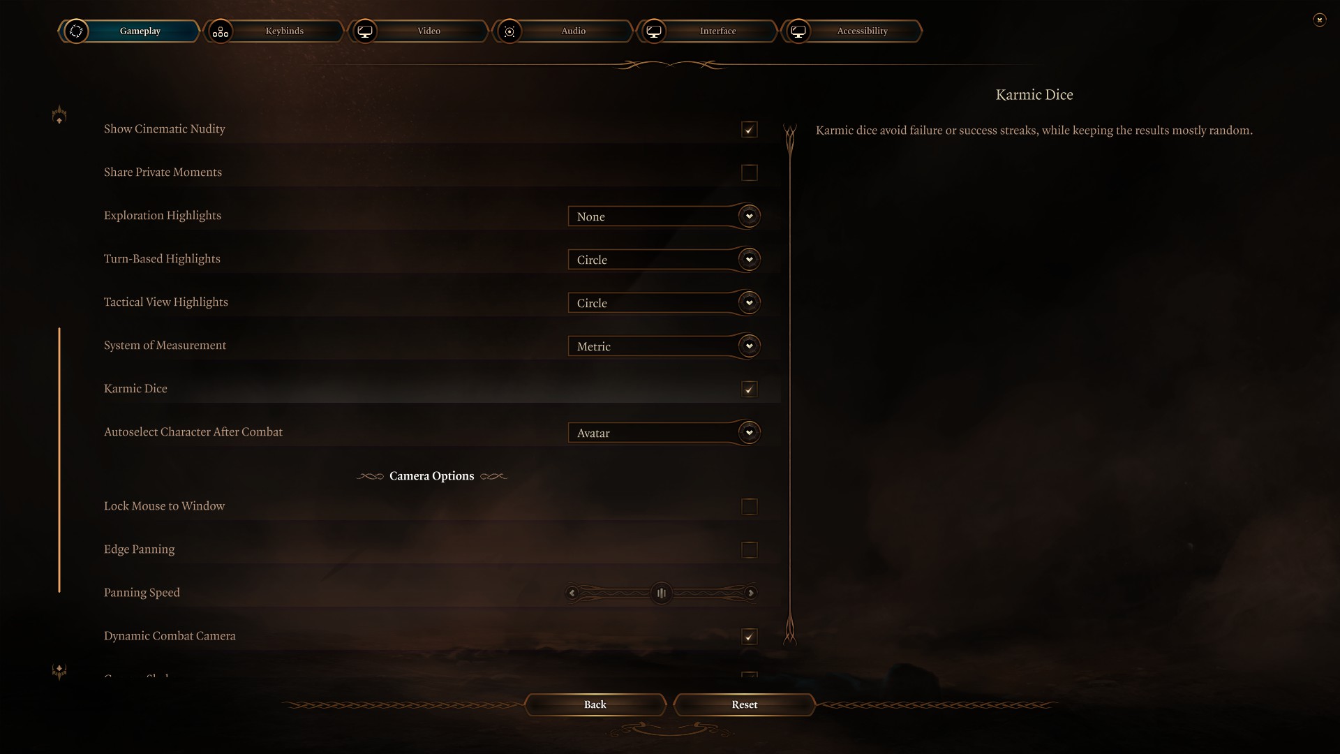 Baldur's Gate 3 Karmic Dice setting